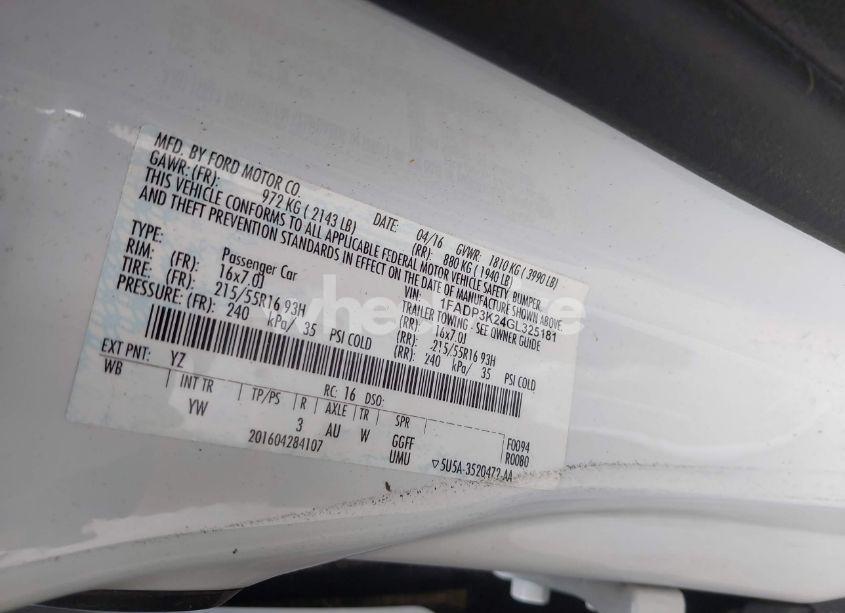 Photo 9 of 2016 Ford Focus SE (VIN 1FADP3K24GL325181)