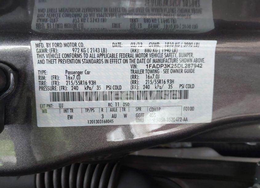 Photo 9 of 2013 Ford Focus SE (VIN 1FADP3K25DL287942)