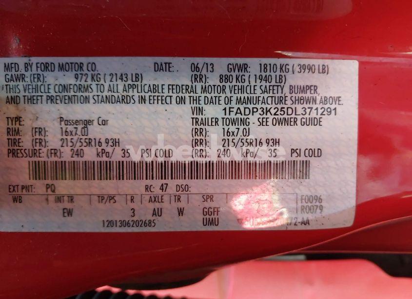 Photo 9 of 2013 Ford Focus SE (VIN 1FADP3K25DL371291)