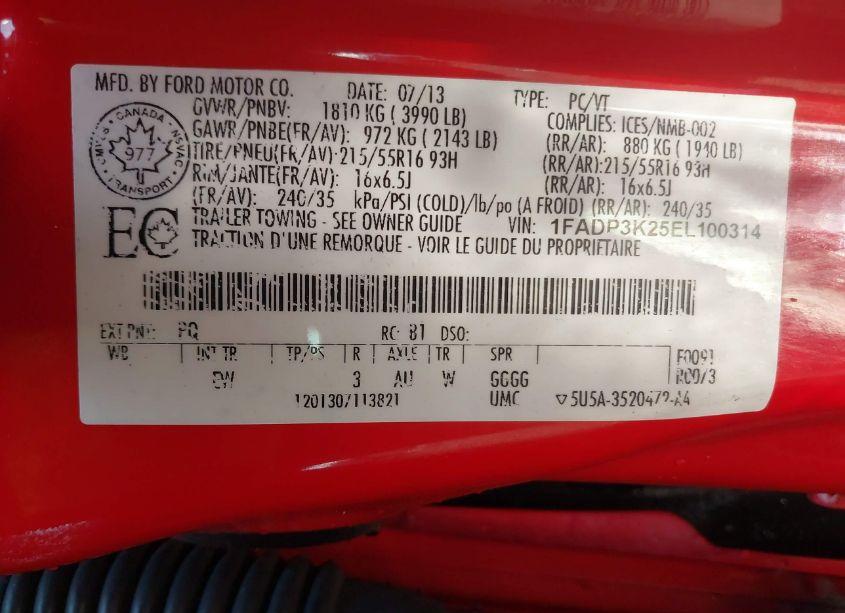 Photo 9 of 2014 Ford Focus SE (VIN 1FADP3K25EL100314)