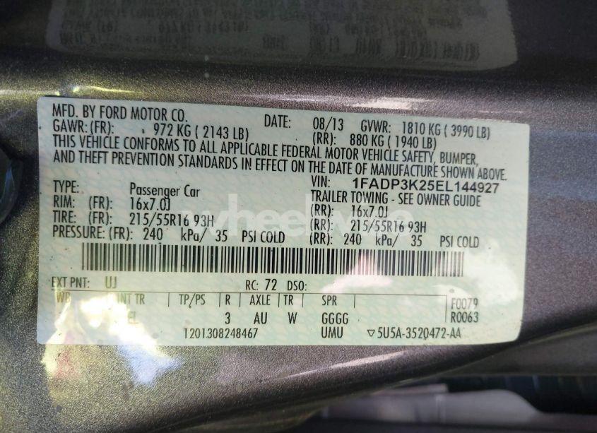 Photo 9 of 2014 Ford Focus SE (VIN 1FADP3K25EL144927)