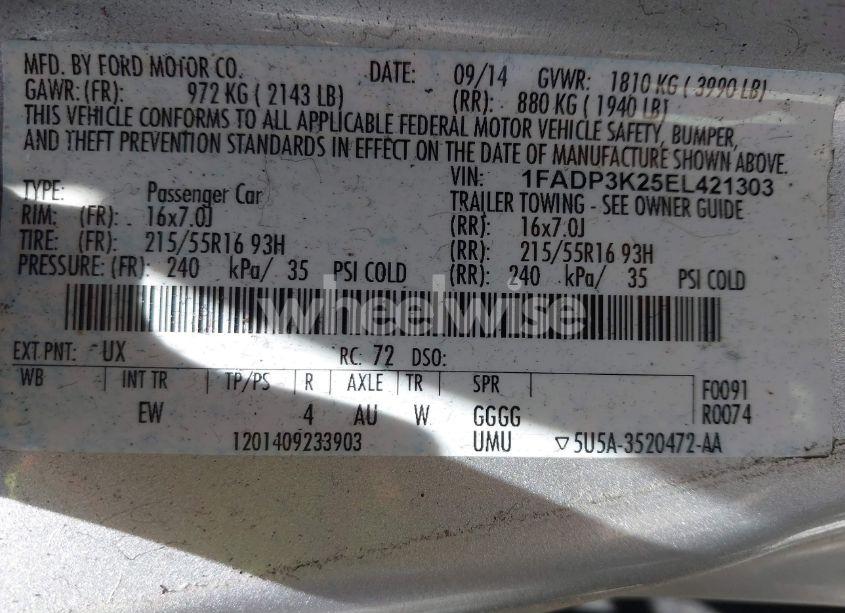 Photo 9 of 2014 Ford Focus SE (VIN 1FADP3K25EL421303)