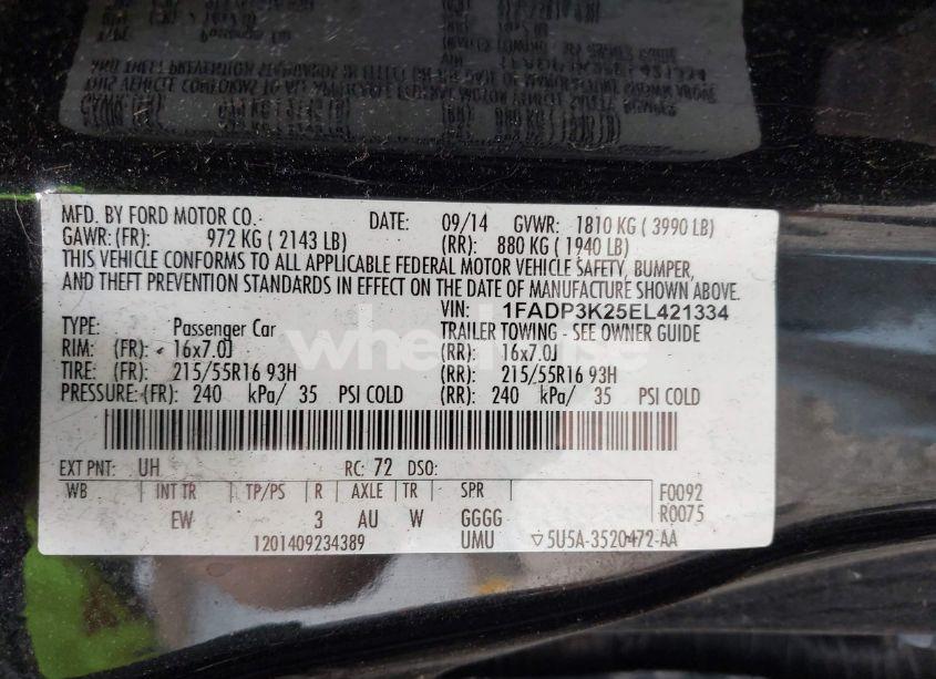 Photo 9 of 2014 Ford Focus SE (VIN 1FADP3K25EL421334)