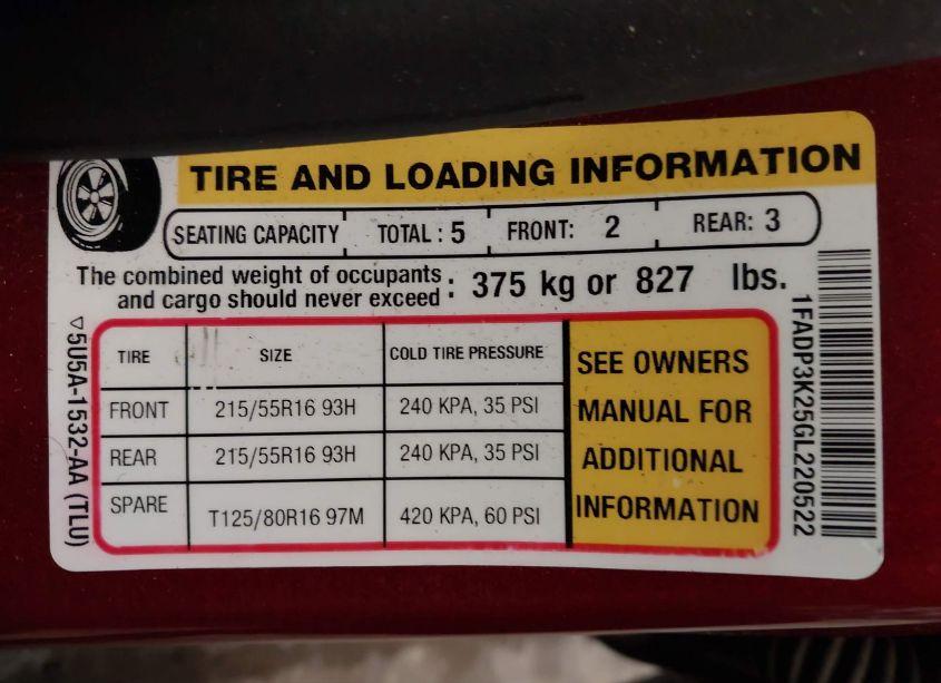 Photo 9 of 2016 Ford Focus SE (VIN 1FADP3K25GL220522)