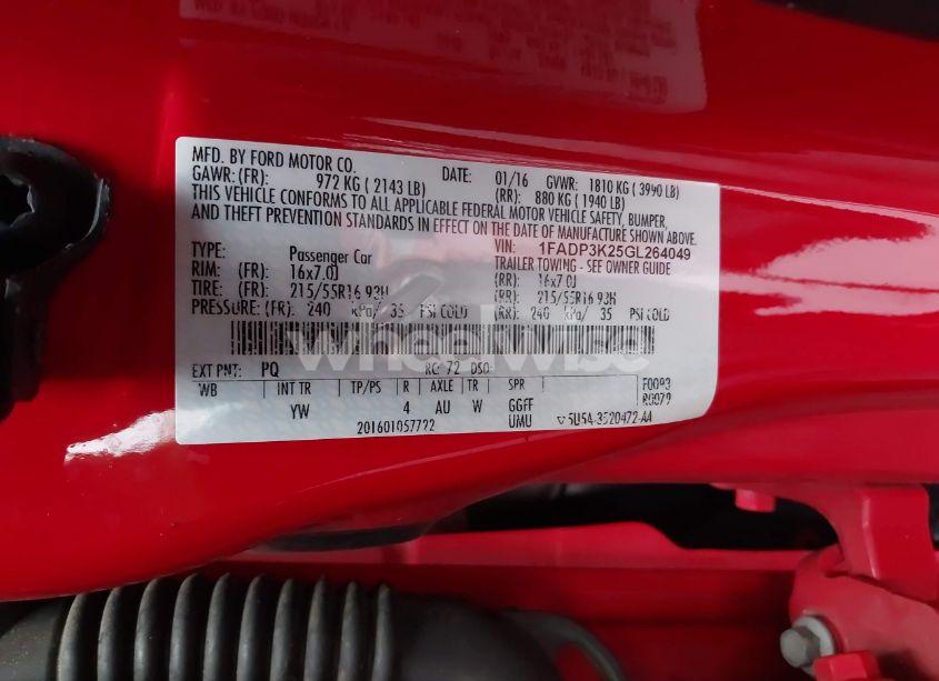 Photo 9 of 2016 Ford Focus SE (VIN 1FADP3K25GL264049)