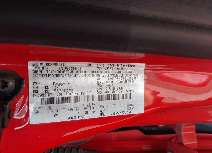 Photo 9 of 2016 Ford Focus SE (VIN 1FADP3K25GL269395)