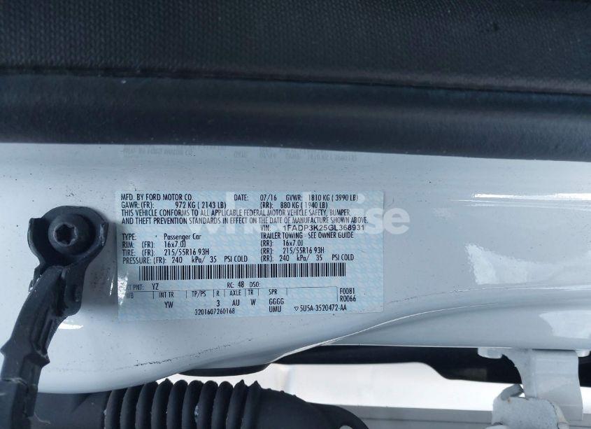 Photo 9 of 2016 Ford Focus SE (VIN 1FADP3K25GL368931)