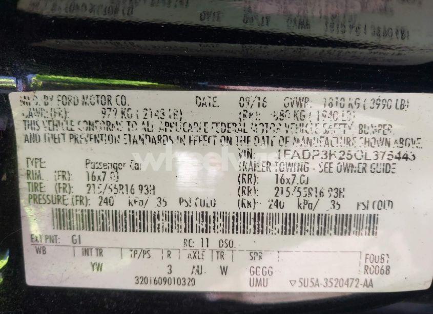 Photo 9 of 2016 Ford Focus SE (VIN 1FADP3K25GL375443)