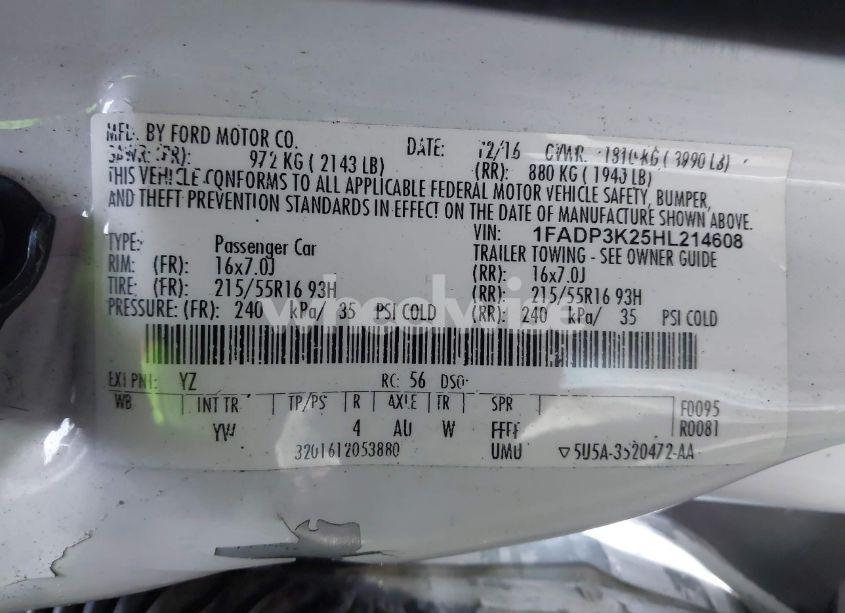 Photo 9 of 2017 Ford Focus SE (VIN 1FADP3K25HL214608)