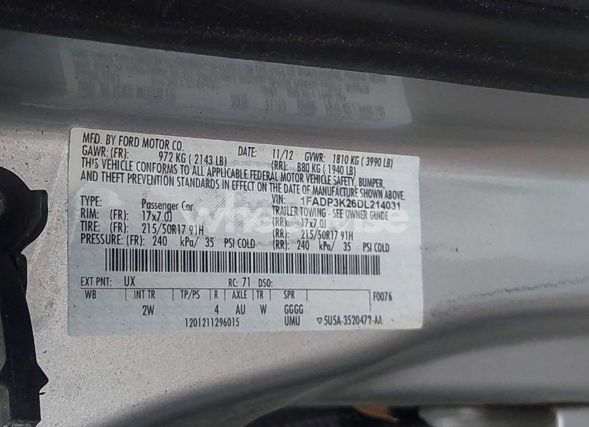 Photo 9 of 2013 Ford Focus SE (VIN 1FADP3K26DL214031)