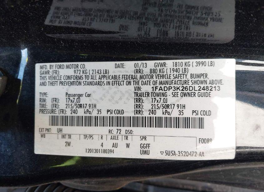 Photo 9 of 2013 Ford Focus SE (VIN 1FADP3K26DL248213)