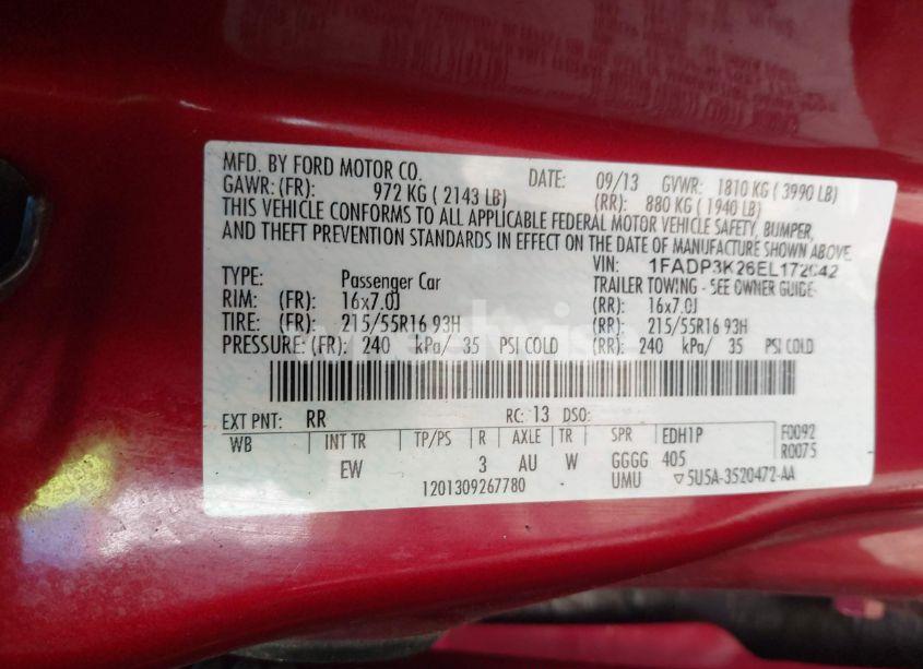 Photo 9 of 2014 Ford Focus SE (VIN 1FADP3K26EL172042)