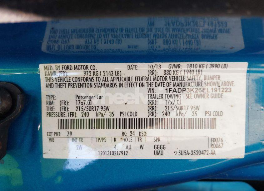 Photo 9 of 2014 Ford Focus SE (VIN 1FADP3K26EL191223)