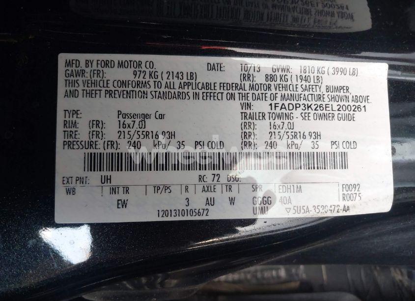 Photo 9 of 2014 Ford Focus SE (VIN 1FADP3K26EL200261)
