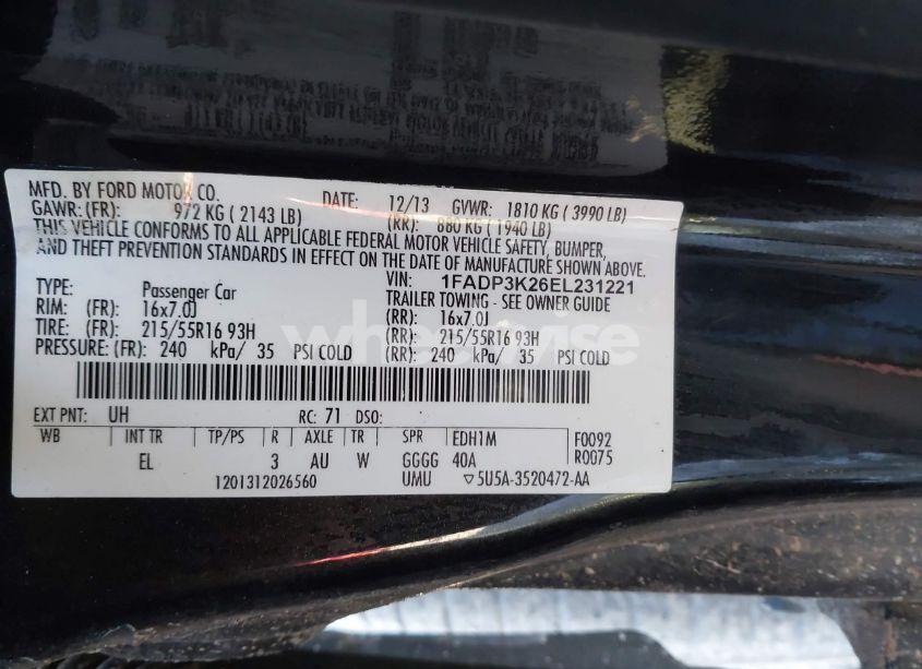 Photo 9 of 2014 Ford Focus SE (VIN 1FADP3K26EL231221)