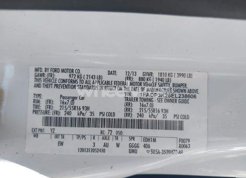 Photo 9 of 2014 Ford Focus SE (VIN 1FADP3K26EL238606)