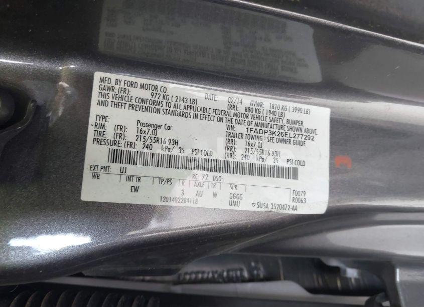 Photo 9 of 2014 Ford Focus SE (VIN 1FADP3K26EL277292)