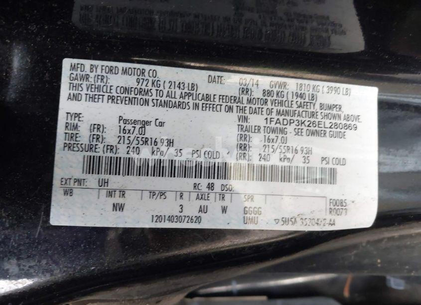 Photo 9 of 2014 Ford Focus SE (VIN 1FADP3K26EL280869)
