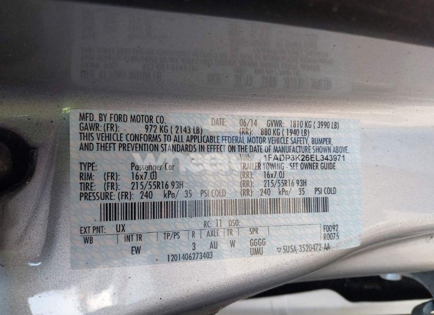 Photo 9 of 2014 Ford Focus SE (VIN 1FADP3K26EL343971)