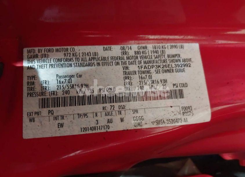 Photo 9 of 2014 Ford Focus SE (VIN 1FADP3K26EL392992)