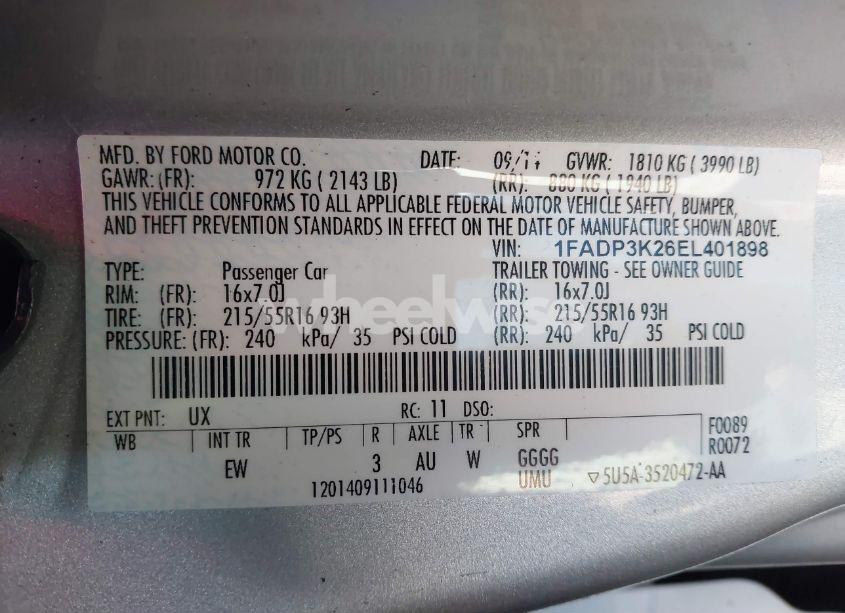 Photo 9 of 2014 Ford Focus SE (VIN 1FADP3K26EL401898)