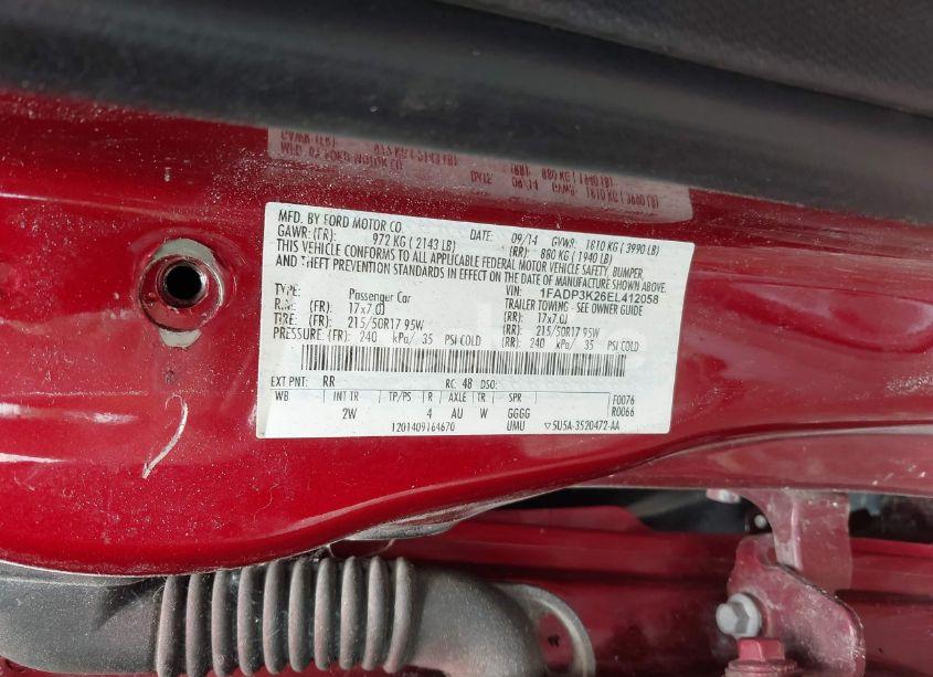 Photo 9 of 2014 Ford Focus SE (VIN 1FADP3K26EL412058)