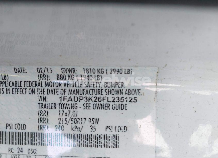 Photo 9 of 2015 Ford Focus SE (VIN 1FADP3K26FL235125)