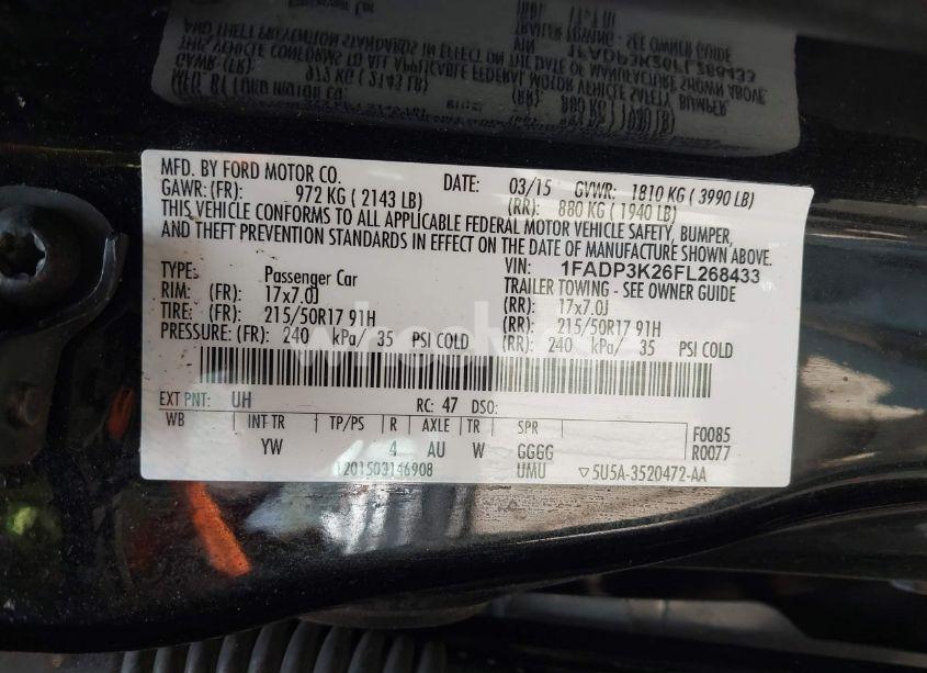 Photo 9 of 2015 Ford Focus SE (VIN 1FADP3K26FL268433)