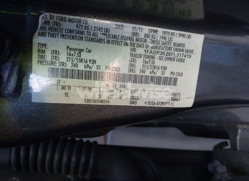 Photo 9 of 2015 Ford Focus SE (VIN 1FADP3K26FL317419)