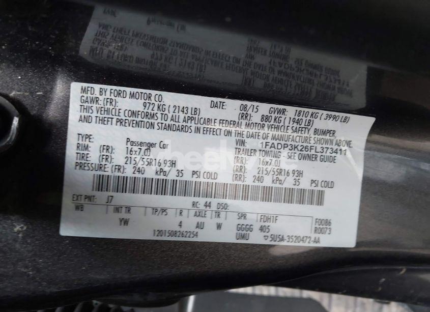 Photo 9 of 2015 Ford Focus SE (VIN 1FADP3K26FL373411)