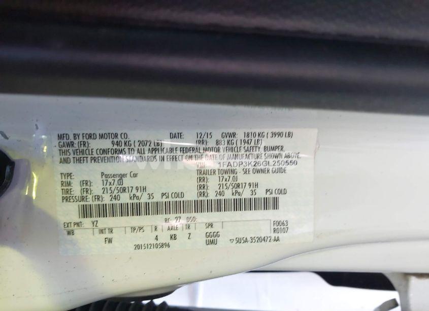 Photo 9 of 2016 Ford Focus SE (VIN 1FADP3K26GL250550)