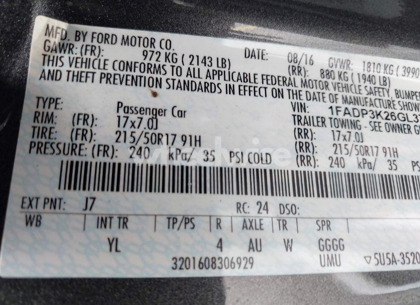 Photo 9 of 2016 Ford Focus SE (VIN 1FADP3K26GL376715)