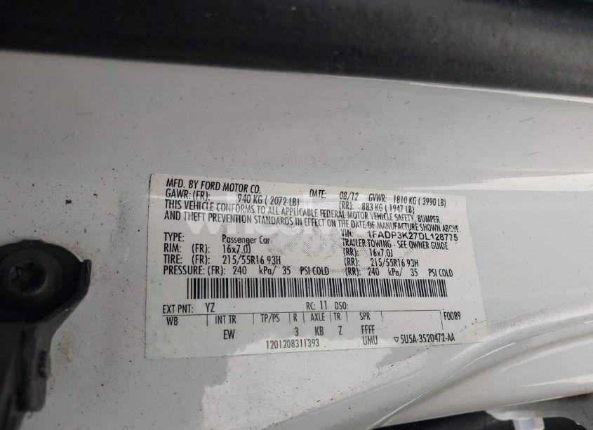 Photo 9 of 2013 Ford Focus SE (VIN 1FADP3K27DL128775)