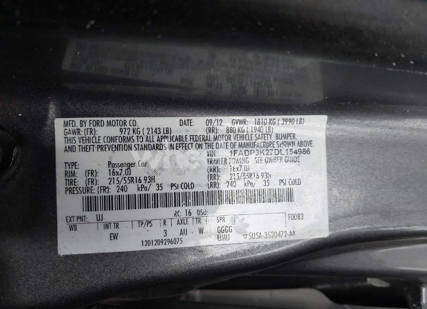 Photo 9 of 2013 Ford Focus SE (VIN 1FADP3K27DL154986)