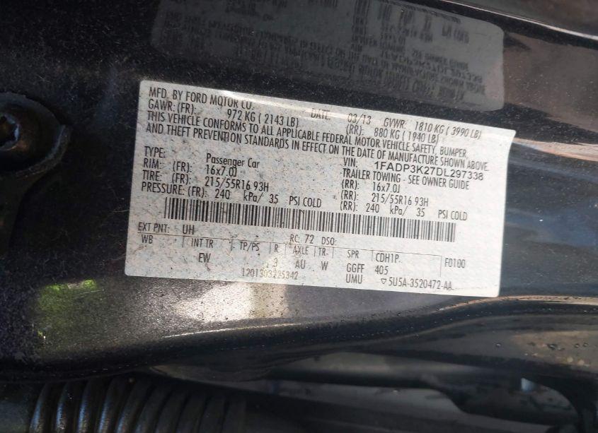 Photo 9 of 2013 Ford Focus SE (VIN 1FADP3K27DL297338)