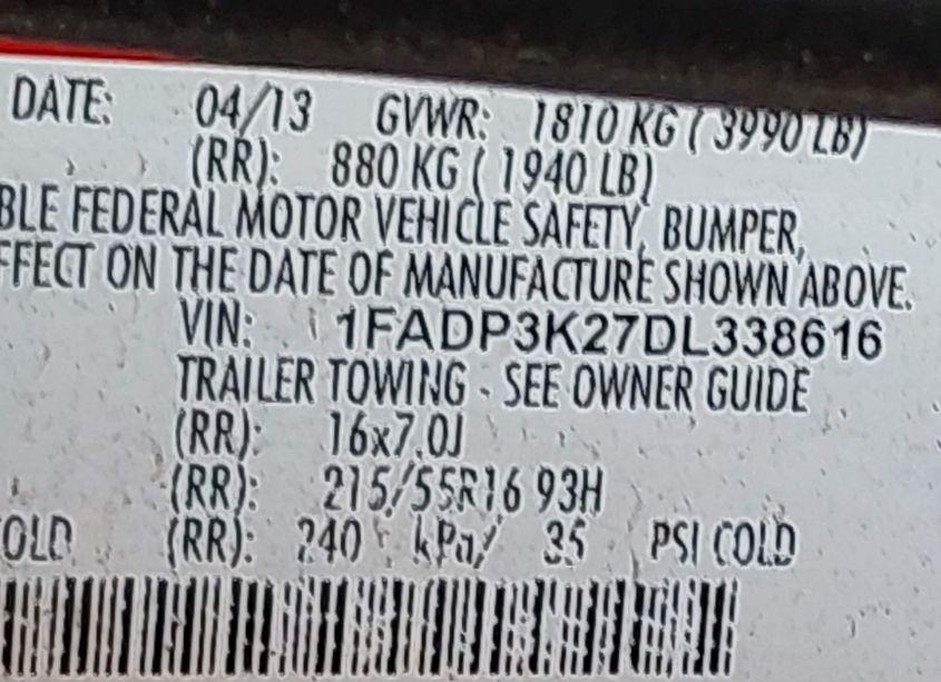 Photo 9 of 2013 Ford Focus SE (VIN 1FADP3K27DL338616)