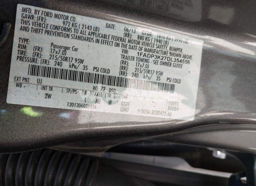 Photo 9 of 2013 Ford Focus SE (VIN 1FADP3K27DL354556)