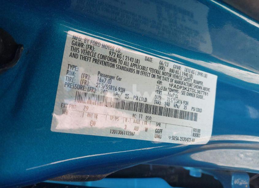 Photo 9 of 2013 Ford Focus SE (VIN 1FADP3K27DL367761)