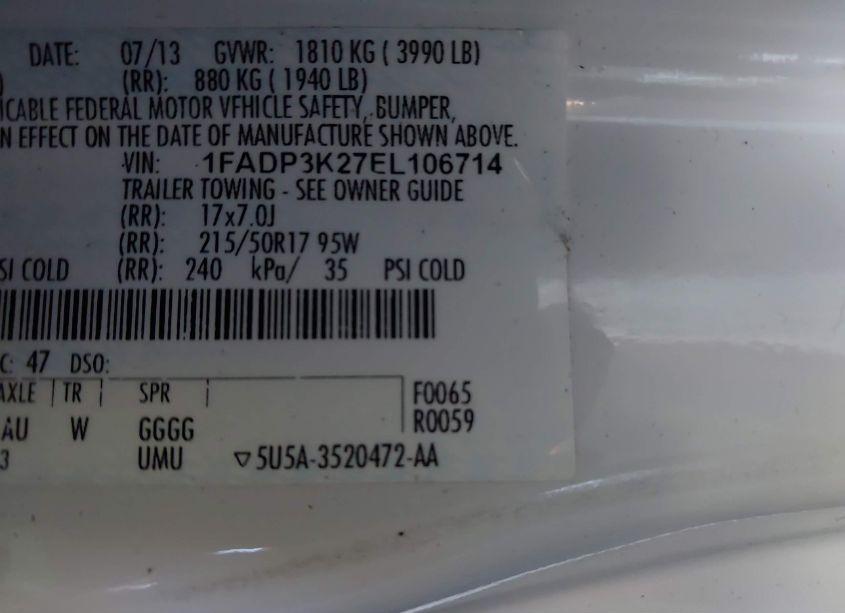 Photo 9 of 2014 Ford Focus SE (VIN 1FADP3K27EL106714)