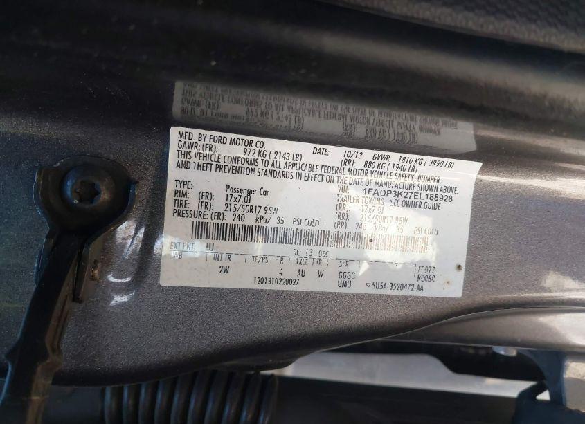 Photo 9 of 2014 Ford Focus SE (VIN 1FADP3K27EL188928)