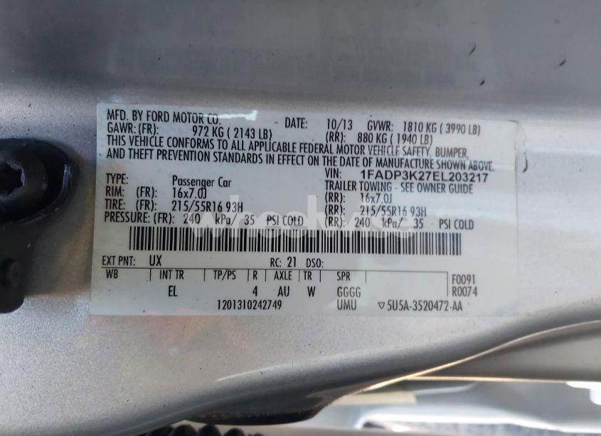 Photo 9 of 2014 Ford Focus SE (VIN 1FADP3K27EL203217)
