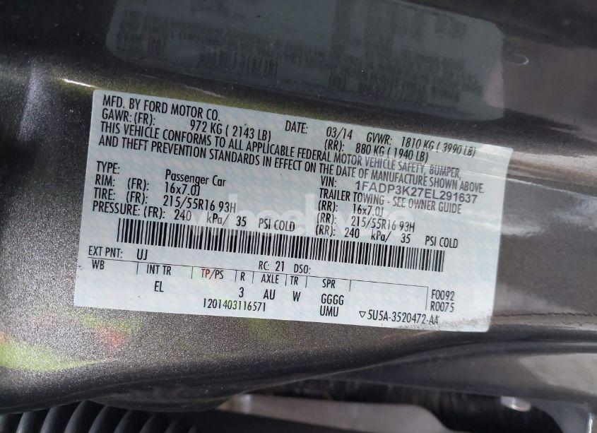 Photo 9 of 2014 Ford Focus SE (VIN 1FADP3K27EL291637)