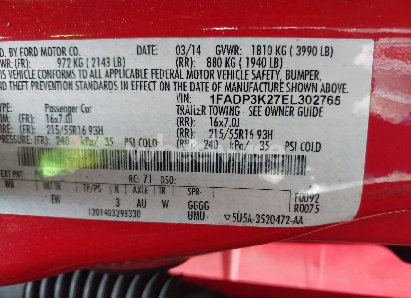 Photo 9 of 2014 Ford Focus SE (VIN 1FADP3K27EL302765)