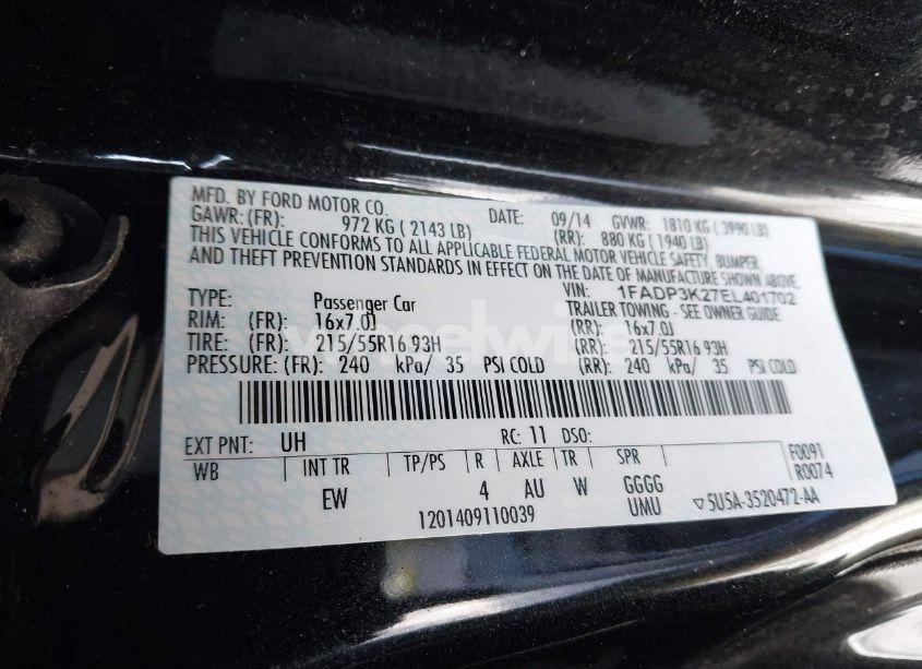 Photo 9 of 2014 Ford Focus SE (VIN 1FADP3K27EL401702)