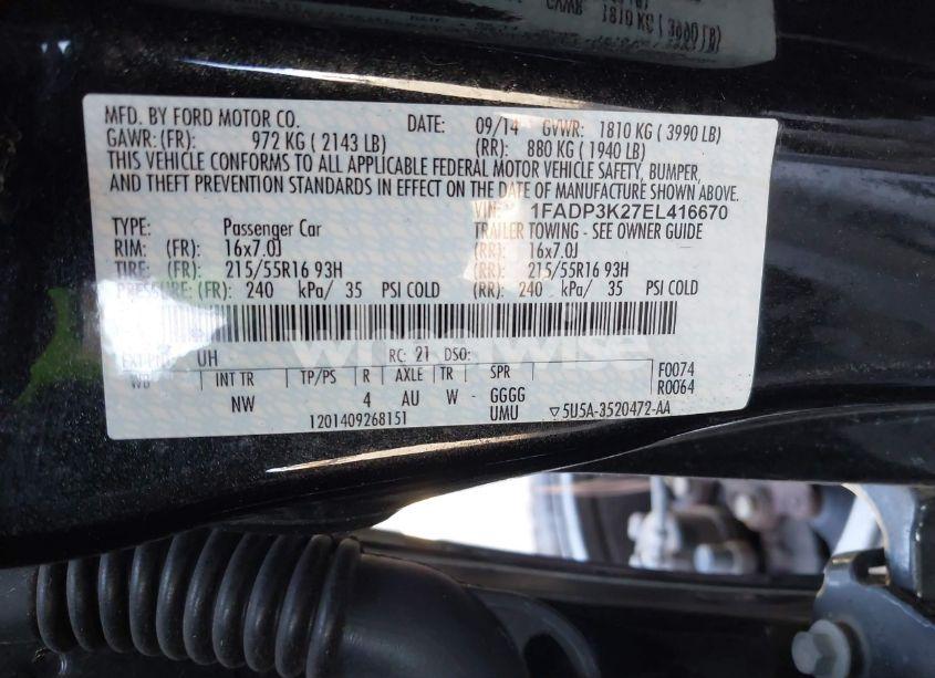 Photo 9 of 2014 Ford Focus SE (VIN 1FADP3K27EL416670)