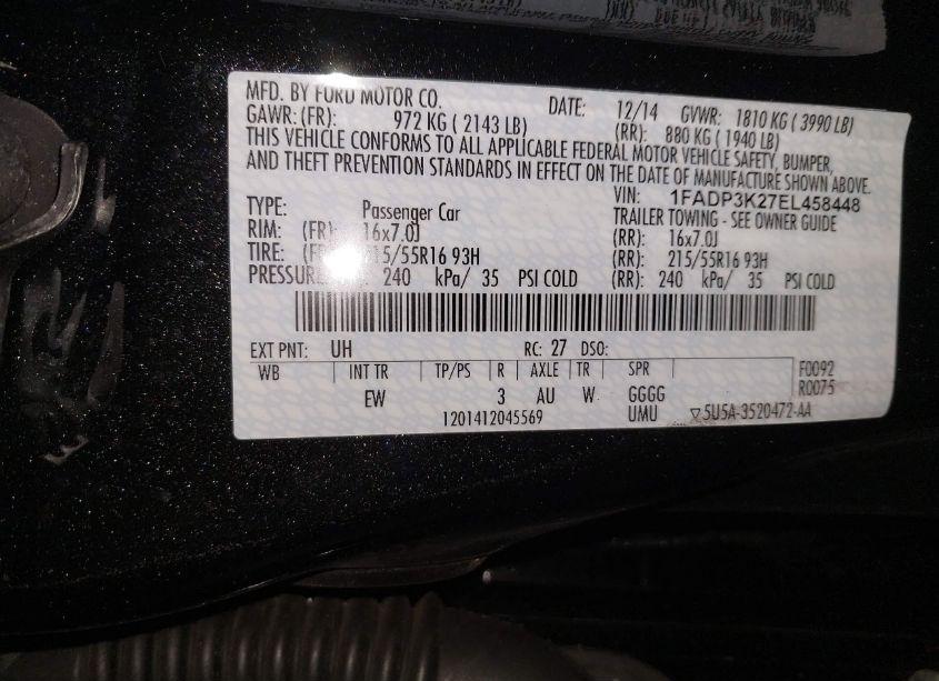 Photo 9 of 2014 Ford Focus SE (VIN 1FADP3K27EL458448)