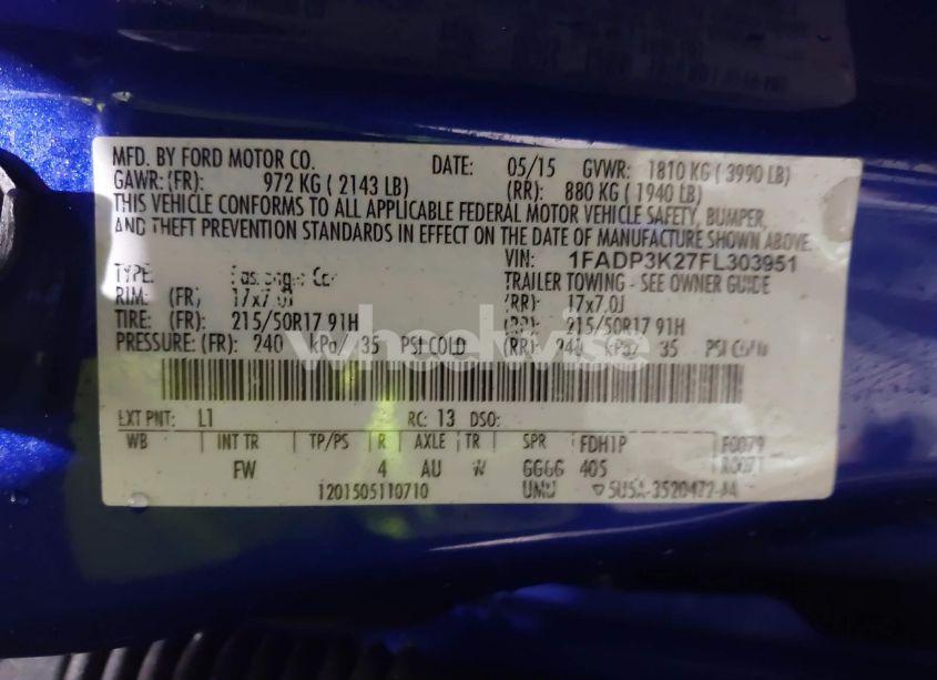 Photo 9 of 2015 Ford Focus SE (VIN 1FADP3K27FL303951)