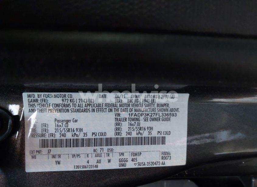 Photo 9 of 2015 Ford Focus SE (VIN 1FADP3K27FL336593)