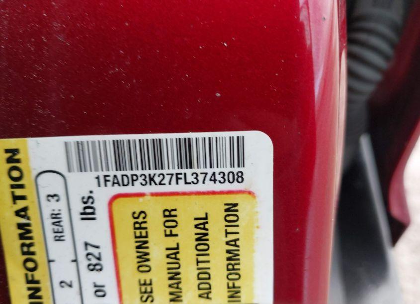 Photo 9 of 2015 Ford Focus SE (VIN 1FADP3K27FL374308)