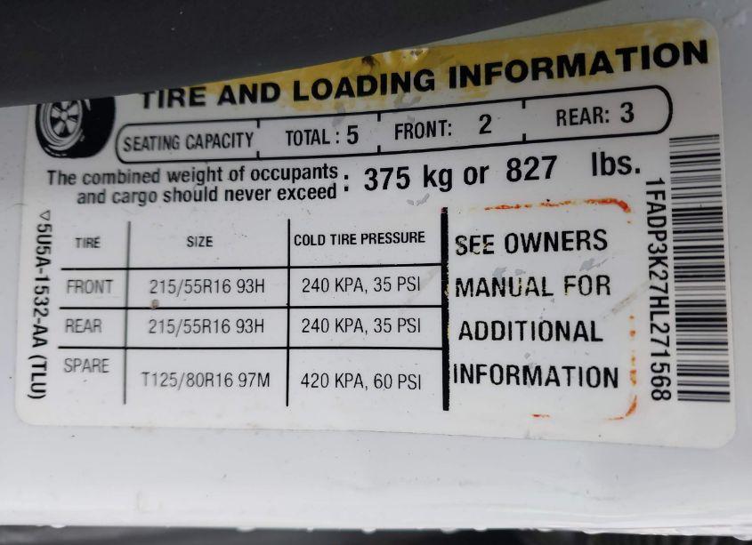 Photo 9 of 2017 Ford Focus SE (VIN 1FADP3K27HL271568)